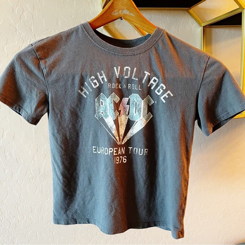 AC DC gray band tee shirt classic kids girls size small S 6